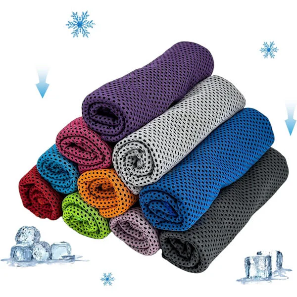 10-pack kylhanddukar i mikrofiber, ishandduk, träningshandduk, mjuk andningsbar svetthandduk för sport, yoga, gym, golf, camping, löpning, fitness