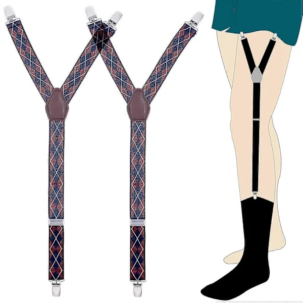 Men's Shirt Stays Military Adjustable Elastic Garter Socks Non-slip Clips G Red