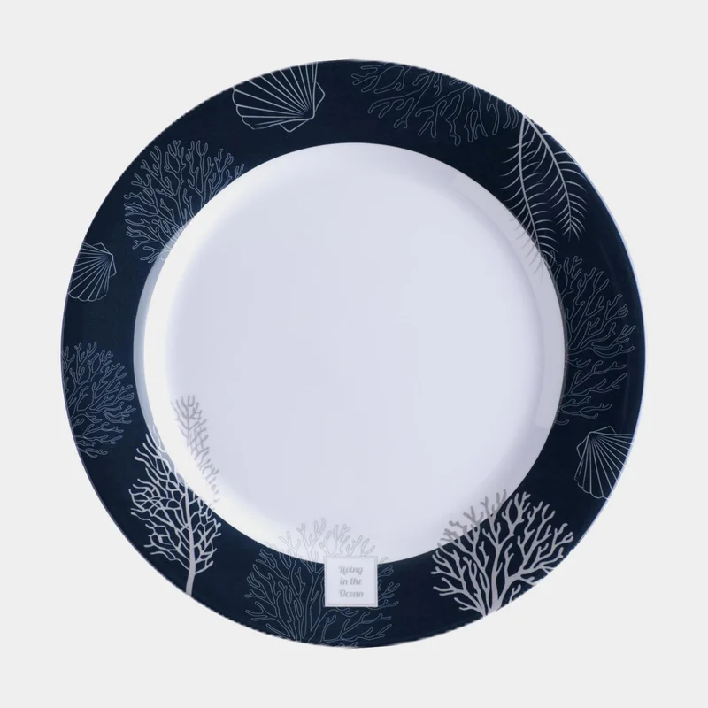 Melamine plates Marine Business Living, non-slip, white/blue, 25 cm, 6-pack
