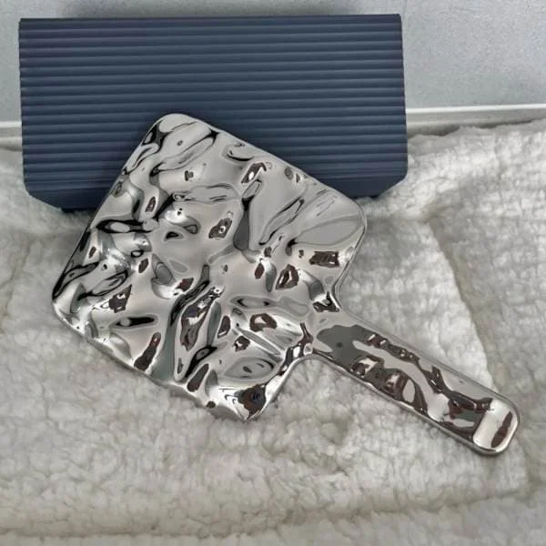 Elektropläterad handtag sminkspeglar HD skönhet bärbar rund handspegel fyrkantig handspegel liten sminkspegel 23x13cm-fyrkantig