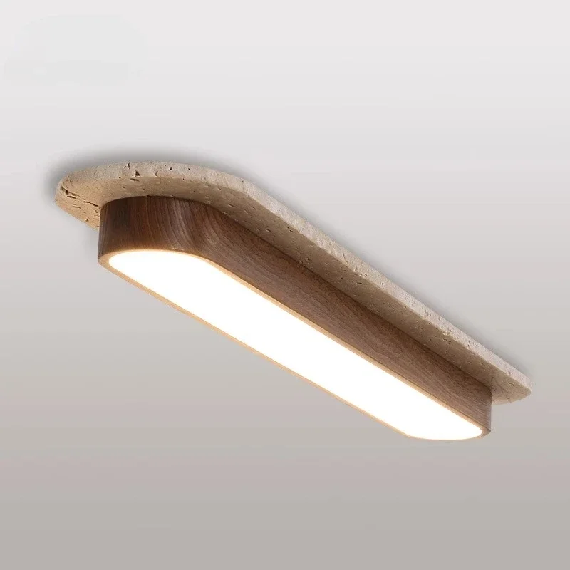 AliExpress - Wabi-Sabi Travertin LED-Deckenleuchte für Schlafzimmer Wohnzimmer Innenbereich Holzfarbe Naturstein Gelbe Travertin-Deckenlampe