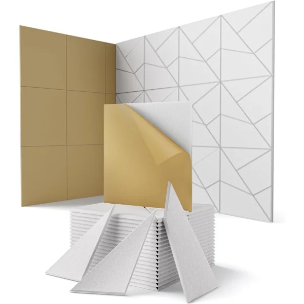Sound Absorber Acoustic Panel 12-pack 30x30cm Self-Adhesive Wall Absorbers for Studio & Office_TF_TF White 12pcs 30x30cm