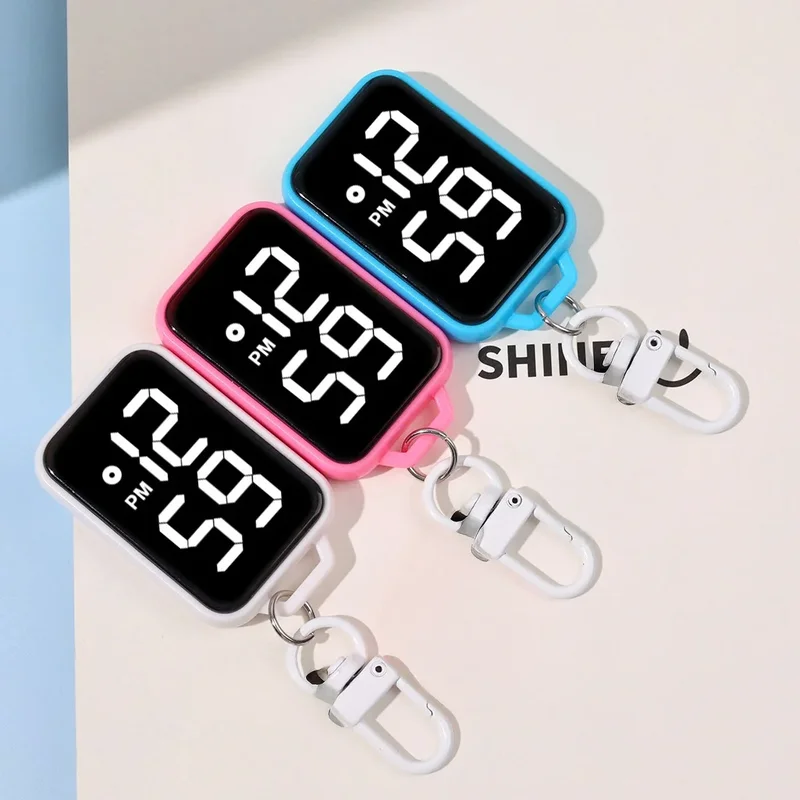 AliExpress - 1/4 pièces porte-clés LED montre de poche affichage numérique montre électronique pour jeune étudiant sacs à dos clés pendentif montre 