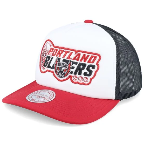 Mitchell & Ness - NBA Wit trucker Cap - Portland Trail Blazers Globe Hwc White Trucker @ Hatstore