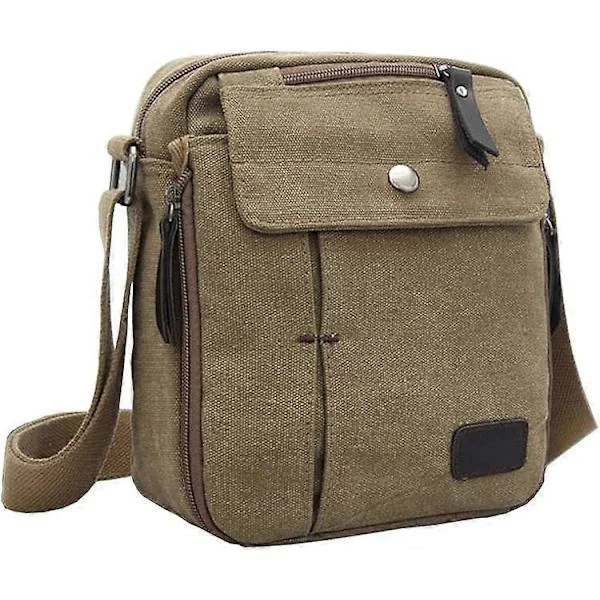 Militär Canvas Rese Vandrings Axelväska Skolväska Casual Messenger Bag för Män