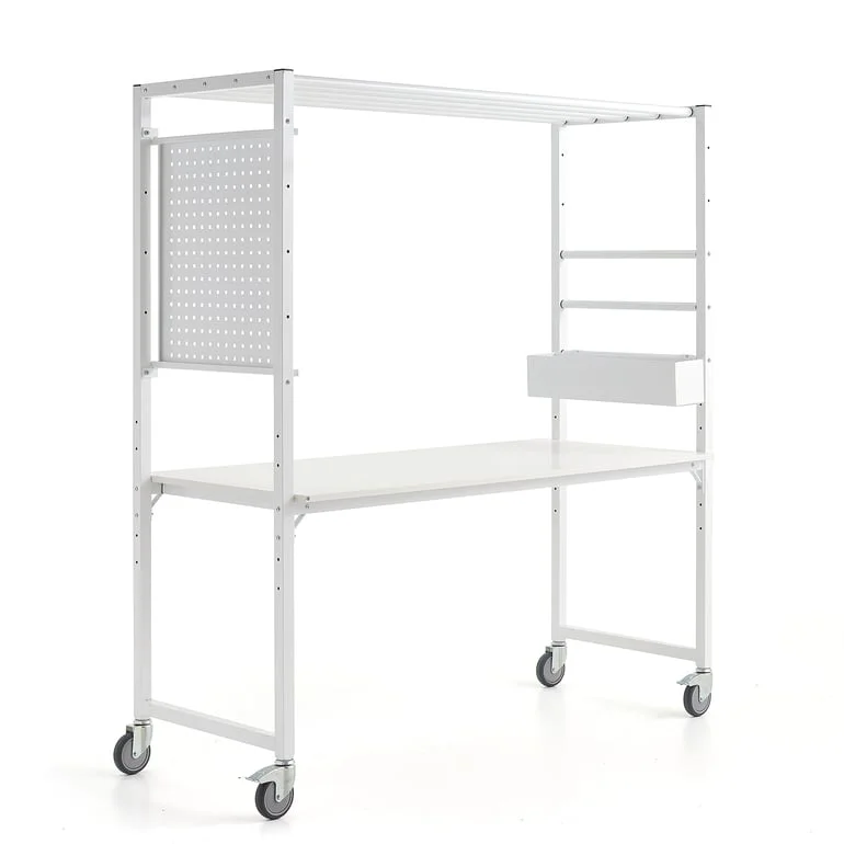 Mobile multi-table TEAMWORK, accessory box, tool panel, white