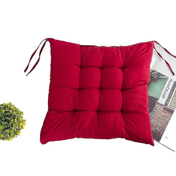 Lileno Home Set of 4 Chair Cushions Red (40x40x6 cm) - Seat Cushion for Garden Chair, Kitchen or Dining Chair - Comfortable UV-Resistant Indoor A