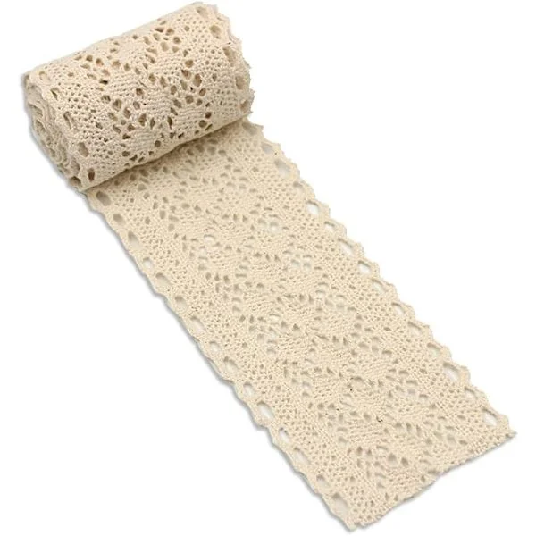 Meterbredd 5,8 cm bomull virkad spets kantband vintage stil beige spetsband elfenbensspets kantband för DIY