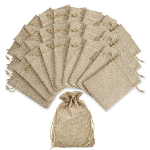 24-pak gaveposer, juteposer, små 7 x 9 cm, juteposer, stofposer, små linnedtasker, juteposer til smykker, bryllup, julefest