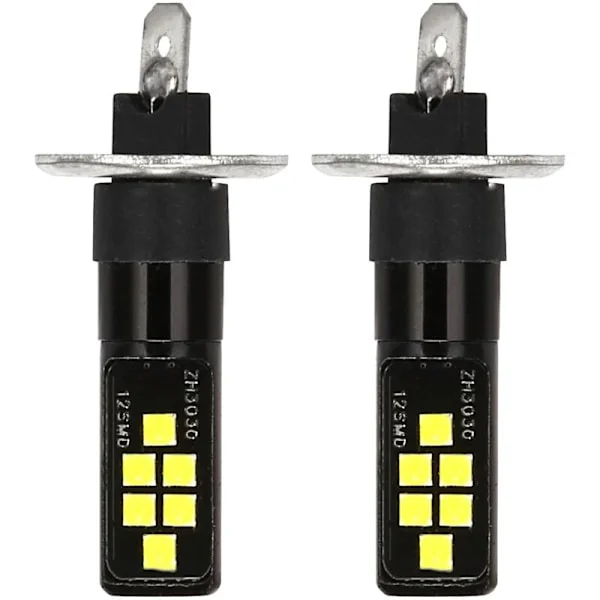 2 st 12V-24V 12Smd Bil LED-lampa H1 3030 Chipset, 194 W5W LED-lampa för dimljus Vit