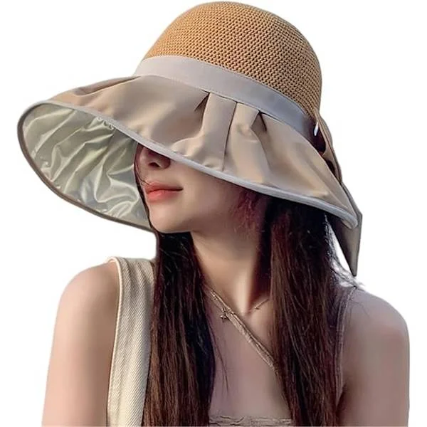 Women's Summer Hat with Wide Brim, Soft Sun Hat, Foldable, UV Protection, Suitable for Outdoor, Beach, Travel, and Picnic