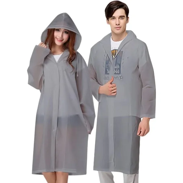 Portable Raincoat, 2-pack Rain Poncho Adult Waterproof with Hood and Sleeves, Reusable Rainproof Poncho for Camping, Emergency