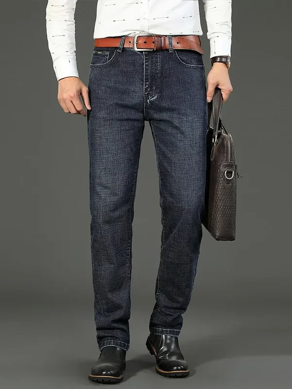 AliExpress - Neue Business-Herren jeans lässig gerade Stretch-Mode klassische blaue schwarze Arbeits-Jeans-Hose Herren-Marke, Größe 32-38