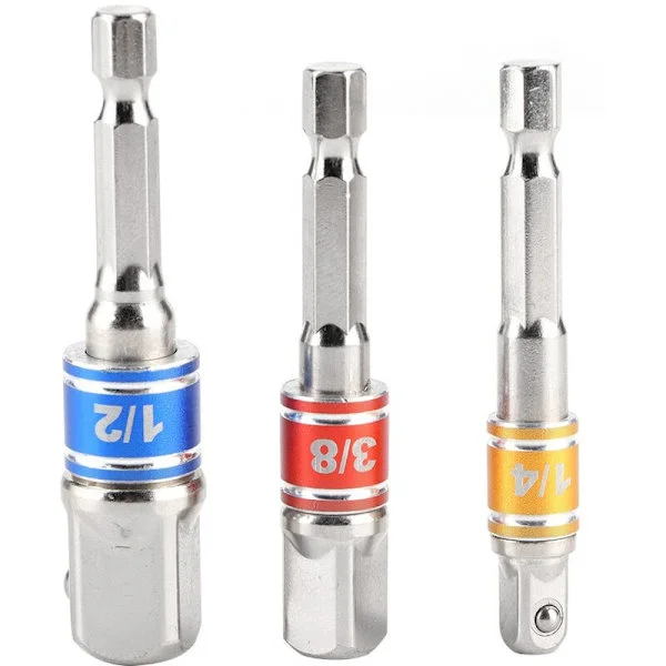 3 stk/sett sekskantborchuckadapter, elektrisk slagskrutrekker 1/4in 3/8in 1/2in Type B