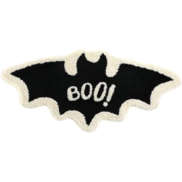 Halloween dørmatte, gotisk Halloween-dekor utendørs flaggermusdørmatter, absorberende teppeoverflate, dekorativt gulvteppe