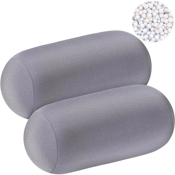 2 st mikro pärla rulle kudde 11,8 x 6,3 tum mjuk kudde bolster cylindrisk kudde mikro pärla kuddar för sova hem resor nacke huvud ryggstöd