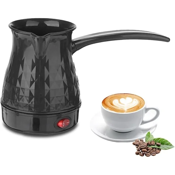 Bärbar turkisk kaffekanna - 600 ml elektrisk kaffekanna i ABS och rostfritt stål Americano-vattenkokare/bryggare med avtagbart skållningsskyddat 
