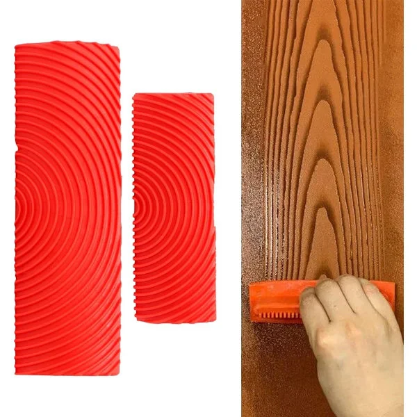 2-piece wood grain tool set, paint roller, wood grain effect, brush, rubber paint roller, wall and floor decoration material