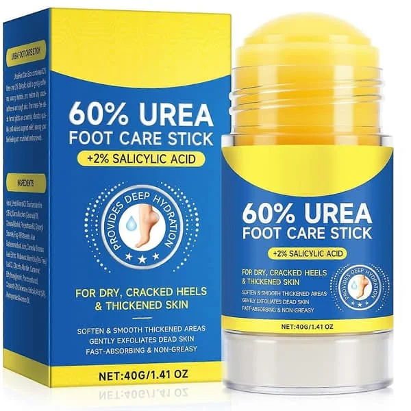 60% Urea med 2% Salicylsyre Urea Fodplejestick - Fodcreme Fugtighedscreme til Tørre Revnede Fødder, Knæ, Albuer, Hænder, Hårdhudsfjerner & 