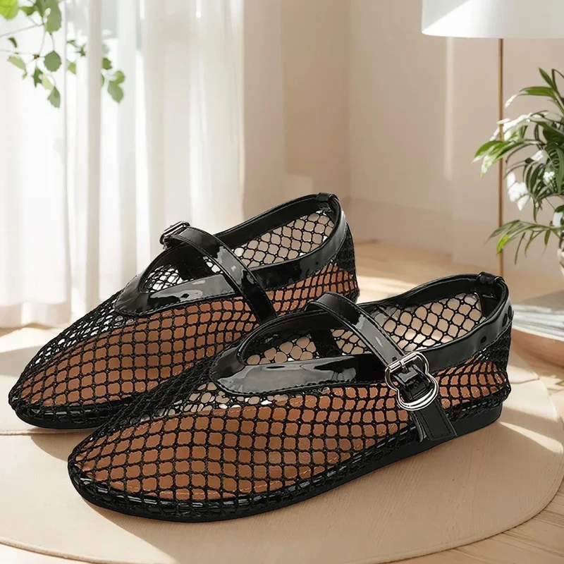 AliExpress - Dames Mesh Ballet Flats Visnet Ballerina Flats Comfortabele Balletschoenen met ronde neus Ademende casual wandelschoenen voor woon-