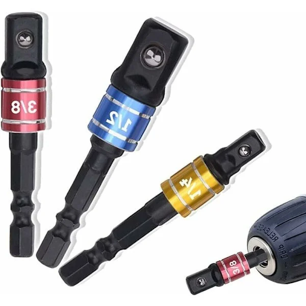 AIMOONSA 1/4" 3/8" 1/2" Hylsadapter, Hylshållaradapter för Slagskruvdragare, Slagskruvdragarhylsadapter, Borrskruvdragare Förlängningssats, Färger