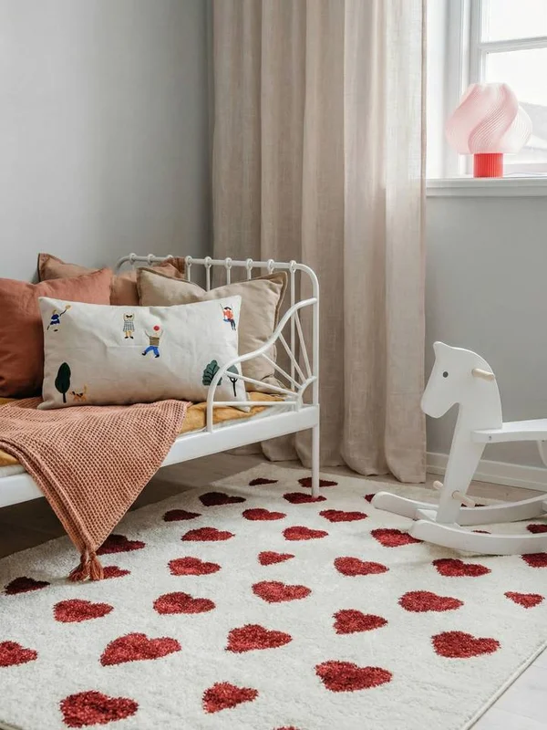 Heartbeat Kids Rug 160X230 Off White/Red