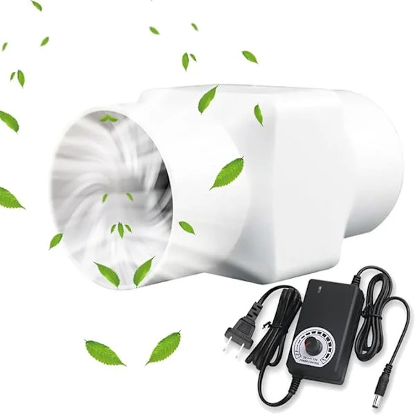 Kanalvifte 50 mm Diameter Baderom Kjøkken Rør Ventilator EU Adapter, Justerbar Hastighet