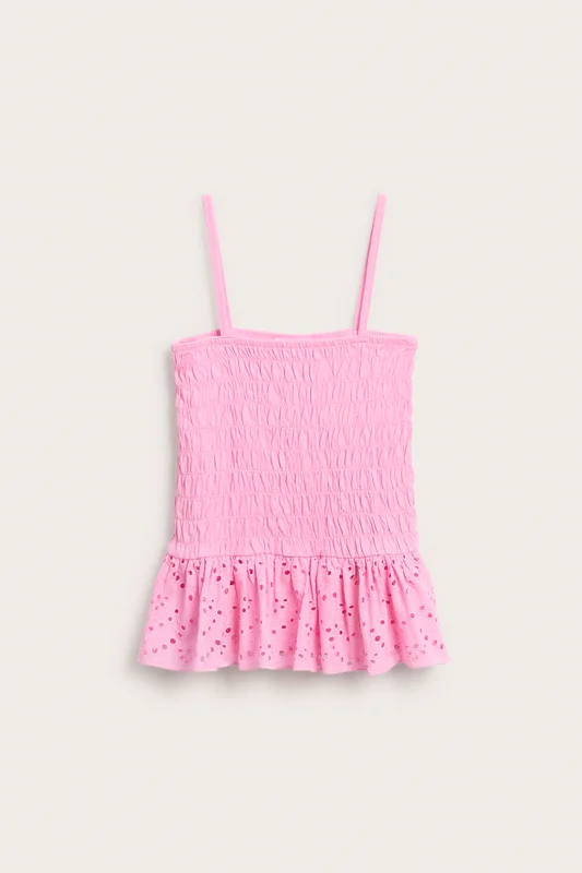 Kappahl | Topp med vaffelsøm og volanger Rosa 134/140 | Barn