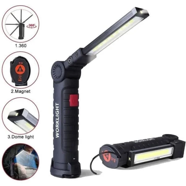 Oppladbar LED-arbeidslampe, 800LM LED-lommelykt, oppladbar LED-verkstedlampe, inspeksjonslampe