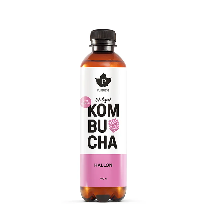 Energidrikk Pureness Kombucha ØKO, 370 ml, Hallon - Bodyman.dk