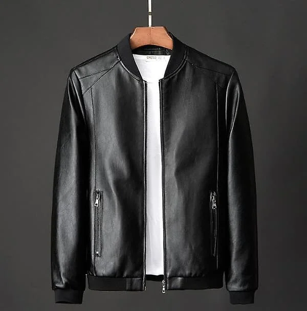 Efterår Vinter Læderjakke Frakke Mænd Bomber Motorcykel Pu Jakke Plus Størrelse 8xl Afslappet Vintage Sort Biker Lomme Lynlås Jakker