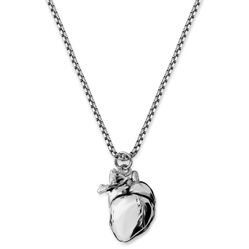 Egan | Silver-tone Heart Necklace for Men - Steel necklaces