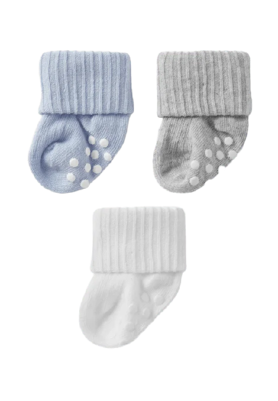 Åhléns Ribbade strumpor med halkskydd, 3-pack & strumpbyxor Blå 16/18