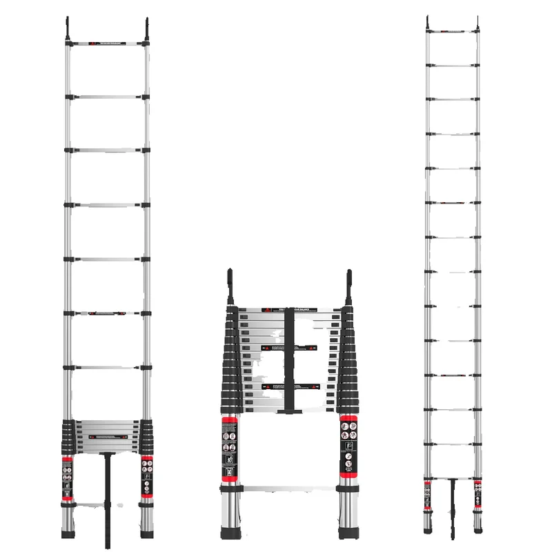 AliExpress - 4,4-Meter (14,5 Fuß) faltbare Teleskopleiter mit 2 abnehmbaren Haken, Einzelstufen-Design, 330 lbs Tragkraft, rutschfeste Gummifüße, 