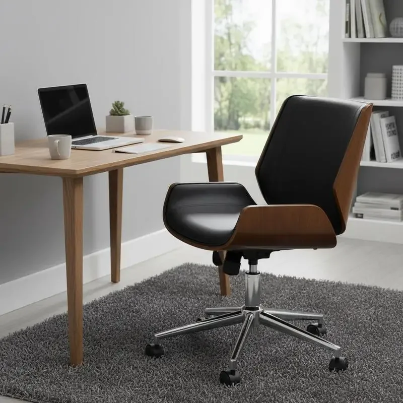 AliExpress - Office Chair 51 x 65.5 x 86-96 cm For Home Office Meeting Room Professional Practice Retro Style Adjustable Height Full Swivel Chrome 