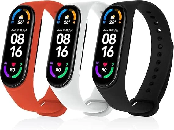 Rem för Xiaomi Mi Band 4/Mi Band 3, 3 st justerbart silikon sportarmband svart+vit+röd