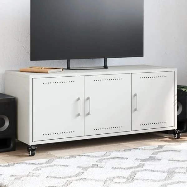 vidaXL TV-möbel, TV-skåp med dörrar, TV-stöd med förvaring för vardagsrum, vit 100,5x39x43,5 846649