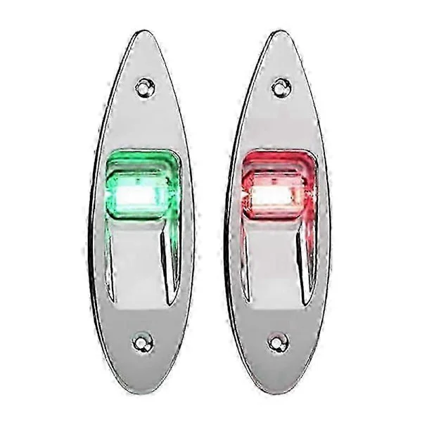 LED Röd+Grön Infälld Marinbåt RV LED Sidonavigationsljus Rostfritt Stål Vattentät för