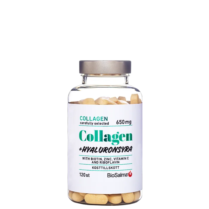 BioSalma Collagen Hyaluronsyra 120 tabletter zink