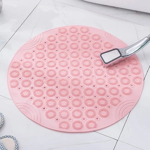 Massage Badrumsmatta, Rund Badmatta med Texturerad Yta, Halkfri PVC Duschmatta med Dräneringshål, Badrumsmatta, Diameter: 55 cm