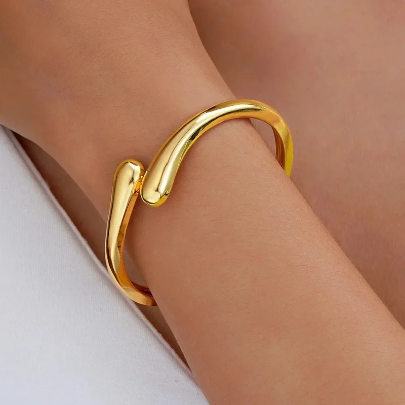 AliExpress - Bracelet Simple en forme de larme pour femmes, créatif, couleur or argent, manchette réglable, ouvert, bijoux à la mode pour filles