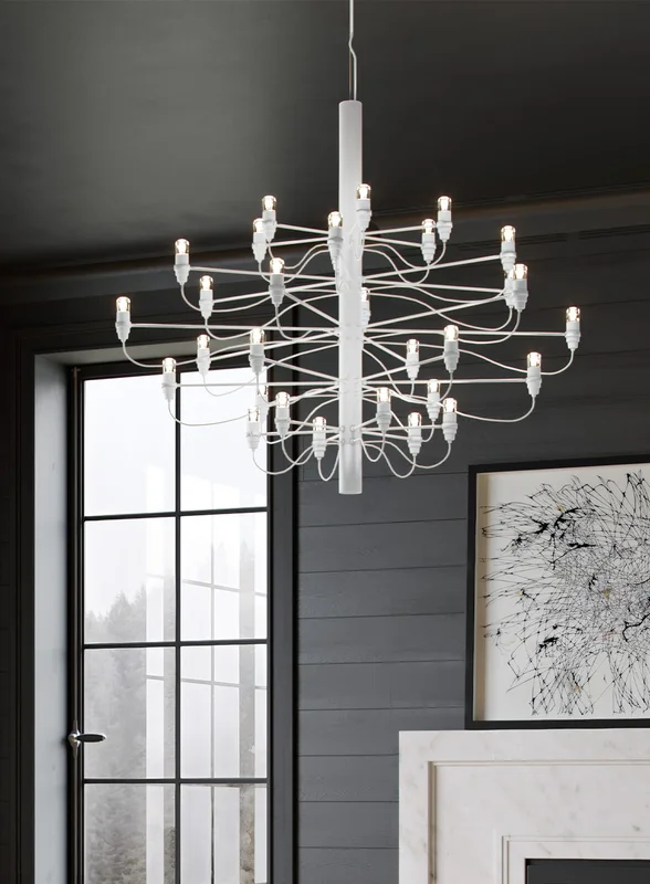 Flos 2097/30 Sarfatti lysekrone - matt hvit/frostet