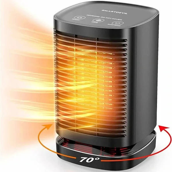 Liten värmefläkt med liten termostat PTC elektrisk bärbar värmare med 3 tysta mini keramiska lägen element för skrivbord