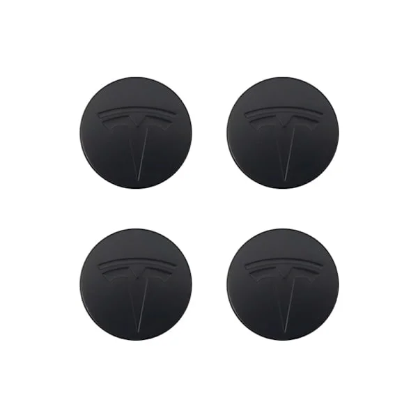 Velegnet til Tesla Tesla Model 3 hjulkapsel logo - sort sort etiket (mat) (fire pakke)