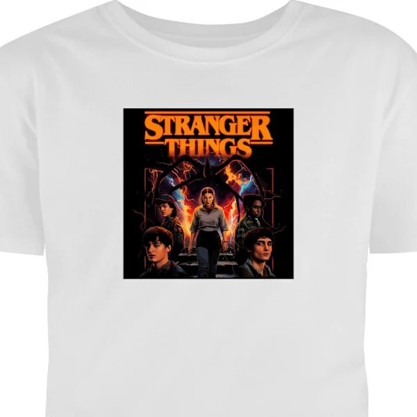 Barn-T-shirt | Bekväm T-shirt för Barn Vit 12-13 År Stranger Things Netflix-serie sci-fi mysterium