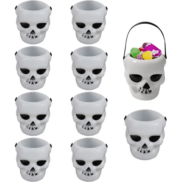 10 st Mini Godis Hink Häxkittel med Handtag Kittel Halloween Godis Hållare Kruka Dödskalle Forma Kettles Koppar Trick Or Treat Fest Godis B