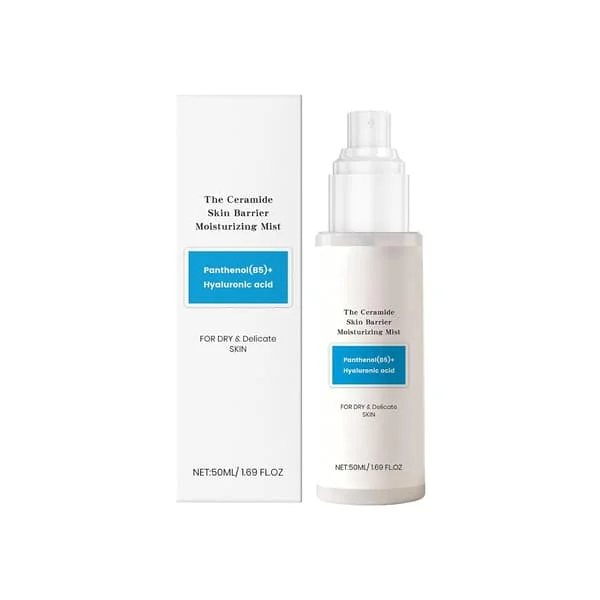 Hyaluronsyra Ansiktsmist med Ceramider, Återfuktande Ansiktsspray för Torr Känslig Hud, Återfuktande Toner Mist för Daglig Användning, 50 ml