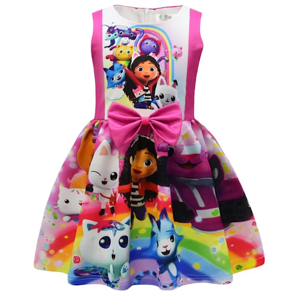 Gabby Cats Tegneserie Kjole Kostymer Barn Sommer Ermeløs Vestido Rem Slips Prinsesse Kjole Bryllup Fest Bursdagspresang Klær 9216