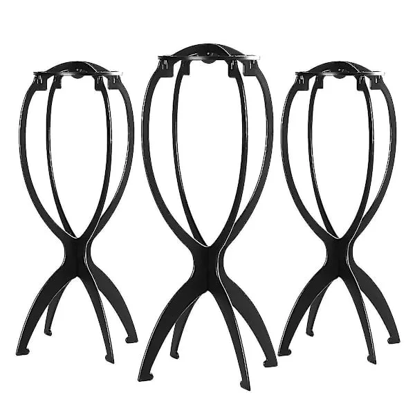 Wig Stand for Wigs, Portable Wig Head Stand for Women, 3-Pack