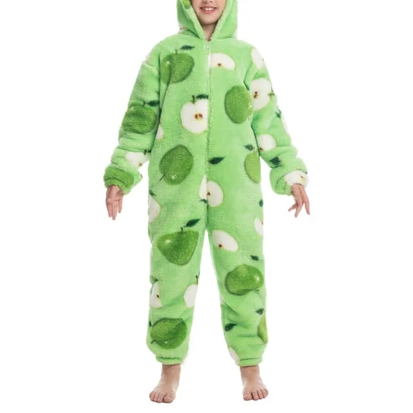Lasten fleece-haalari, vetoketjullinen, unisex, kuviopainettu, hupullinen haalari, yöasut pojille ja tytöille, tyyppi 6, 140